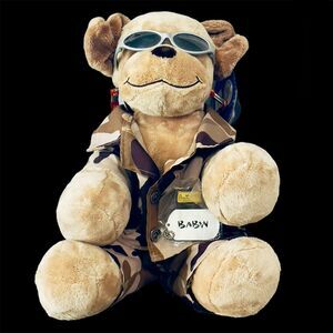 New Build-A-Bear Military Plush Puppy Dog Camo Uniform Tags Shades Stuffed Toy